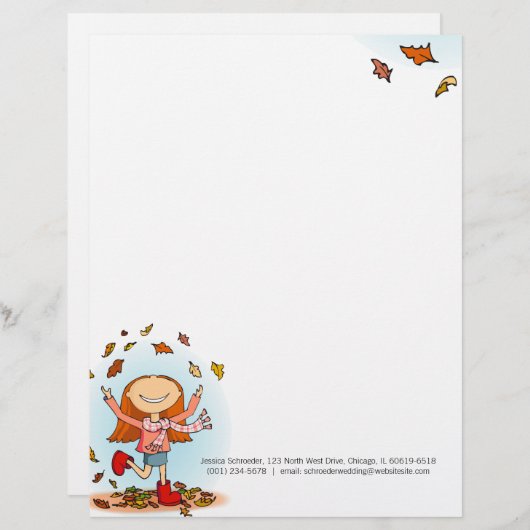 Grafisch najaar/herfst meisje briefhoofd (Voorkant / Achterkant)