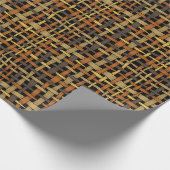 Grafisch natuurlijk kijkend geweven stralen zwart cadeaupapier (Hoek)