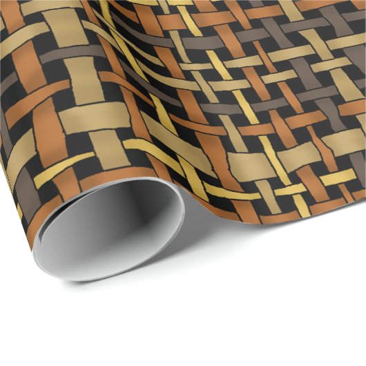 Grafisch natuurlijk kijkend geweven stralen zwart cadeaupapier (Rol Hoek)