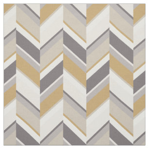 Grafisch neutraal grijs goud geometrisch zigzagpat stof