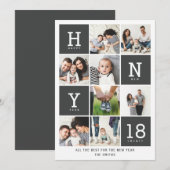 GRAFISCH NIEUWJAAR FEESTDAGENKAART (Voorkant / Achterkant)