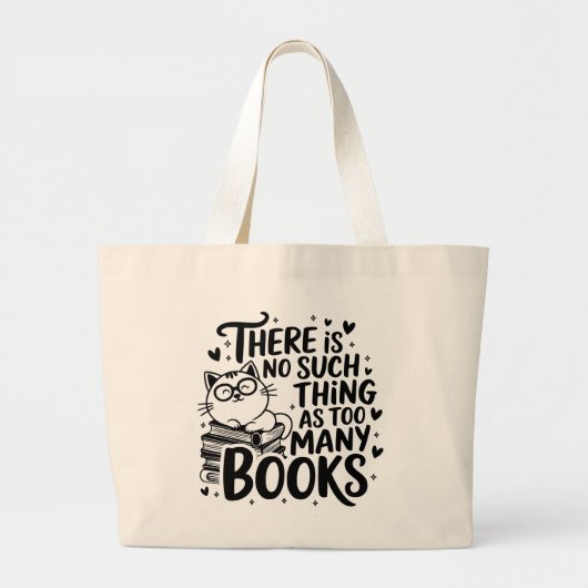 Grafisch nooit te veel boeken grote tote bag (Voorkant)
