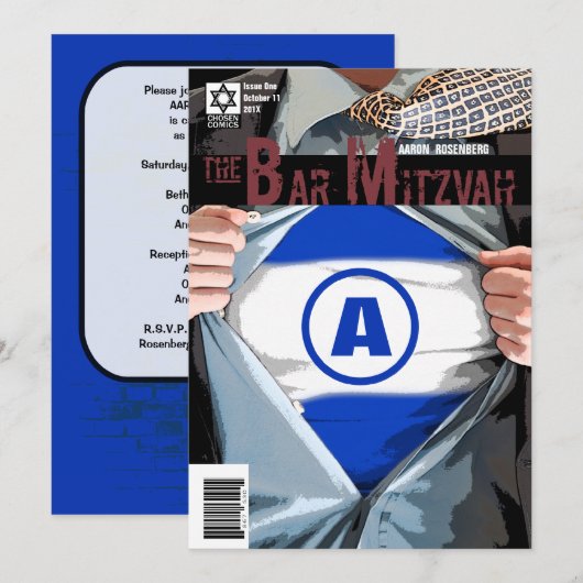 Grafisch Novel Bar Mitzvah Uitnodiging (Voorkant / Achterkant)