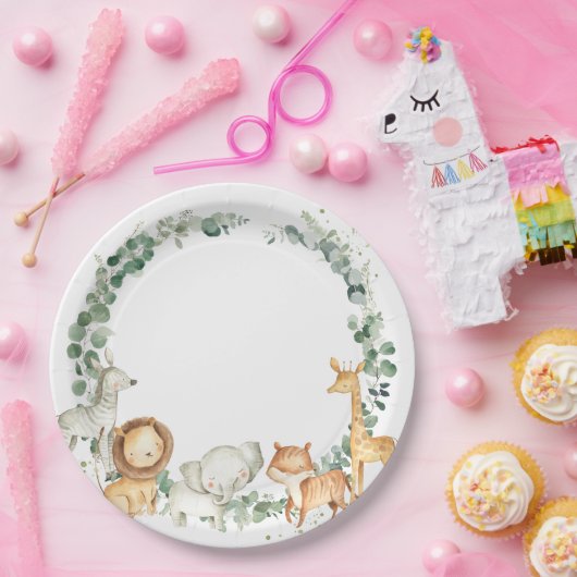 Grafisch Oerwoud Dieren Greenery Baby shower Birth Papieren Bordje (Feest)