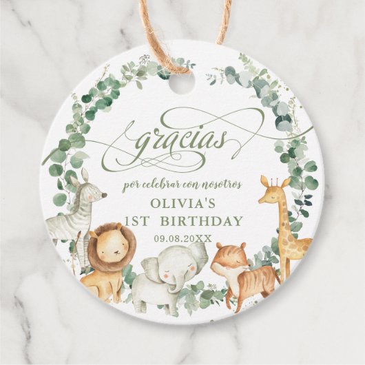 Grafisch Oerwoud Dieren Greenery Birthday Baby sho Bedankjes Labels (Voorkant)