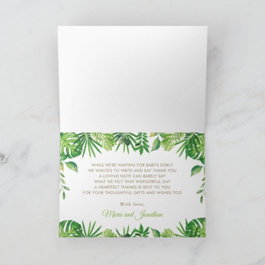 Grafisch Oerwoud Dieren Greenery Birthday Baby sho Bedankkaart (Binnen)