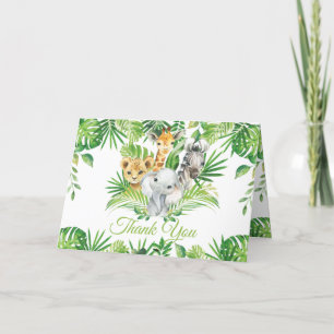 Grafisch Oerwoud Dieren Greenery Birthday Baby sho Bedankkaart
