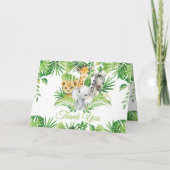 Grafisch Oerwoud Dieren Greenery Birthday Baby sho Bedankkaart (Voorkant)
