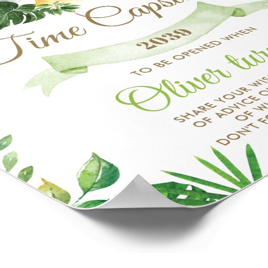 Grafisch Oerwoud Dieren Greenery Time Capsule Sign Poster (Hoek)