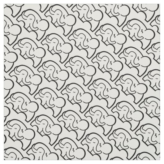 Grafisch olifant knuffel mono patroon stof (Swatch)