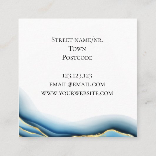 Grafisch ontwerp Blauwgroen geode-inkt, aangepast Vierkante Visitekaartje (Achterkant)