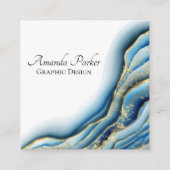 Grafisch ontwerp Blauwgroen geode-inkt, aangepast Vierkante Visitekaartje (Voorkant)