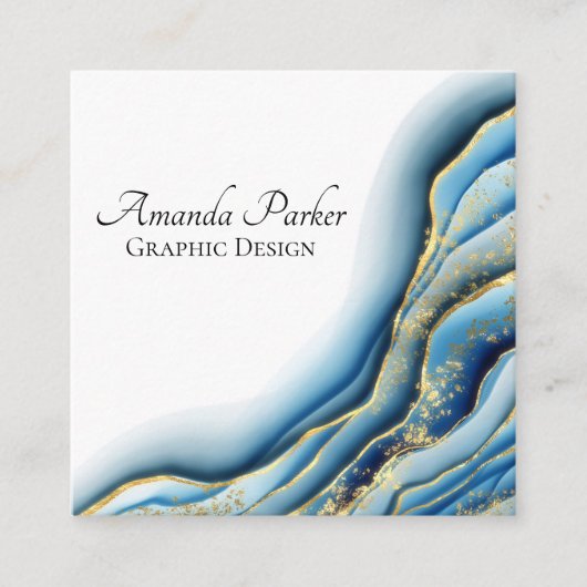 Grafisch ontwerp Blauwgroen geode-inkt, aangepast Vierkante Visitekaartje (Voorkant)