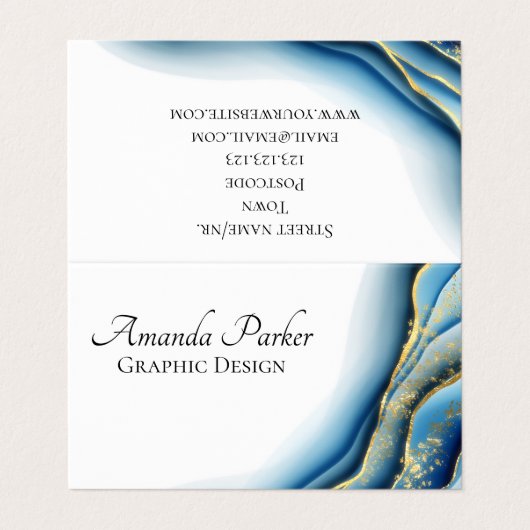 Grafisch ontwerp Blauwgroen Gold Ink - Aangepast o Visitekaartje (Buitenkant ongevouwen)