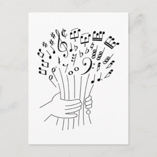 Grafisch ontwerp: bloemen van muziekbladen - briefkaart