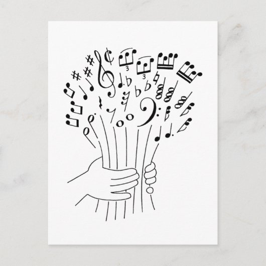 Grafisch ontwerp: bloemen van muziekbladen - briefkaart (Voorkant)