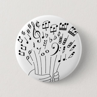 Grafisch ontwerp: bloemen van muziekbladen - ronde button 5,7 cm