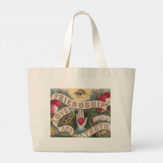 grafisch ontwerp hart en hand grote tote bag