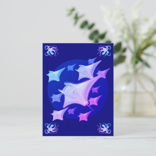 Grafisch ontwerp Manta Ray Lover Briefkaart (Staand voorkant)