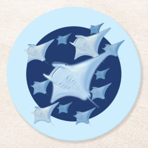 Grafisch ontwerp Manta Ray Lover Ronde Kartonnen Onderzetter