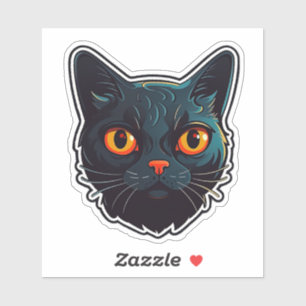 Grafisch ontwerp met zwarte kat en hoogte sticker