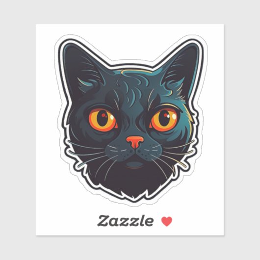 Grafisch ontwerp met zwarte kat en hoogte sticker (Vel)