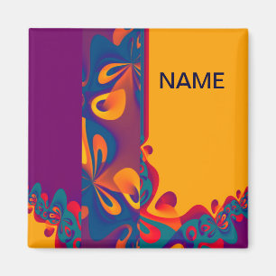 Grafisch ontwerp patroon - paars oranje + uw tekst magneet