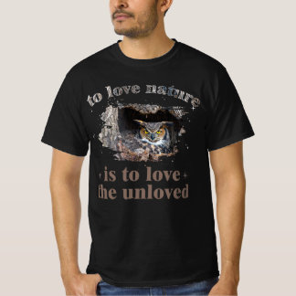 Grafisch ontwerp van een Ooruil - Citaat 'Love The T-shirt