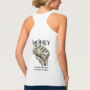Grafisch ontwerp van skelet hand die contant geld  tanktop