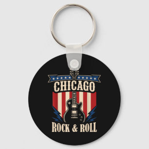 Grafisch ontwerp voor Chicago Rock And Roll Music Sleutelhanger
