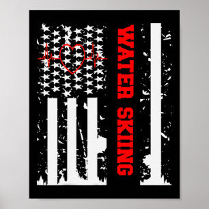 Grafisch ontwerp voor waterskiën met vintage vlag poster
