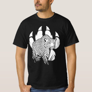 Grafisch ontwerp voor zwart en wit pantherenvoetaf t-shirt