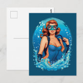  grafisch ontwerp Vrouw duiker Briefkaart (Voorkant / Achterkant)