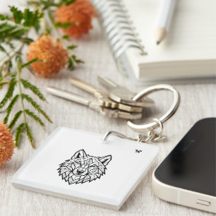 Grafisch ontwerp Wilde Wolf   Vintage T-shirt met  Sleutelhanger