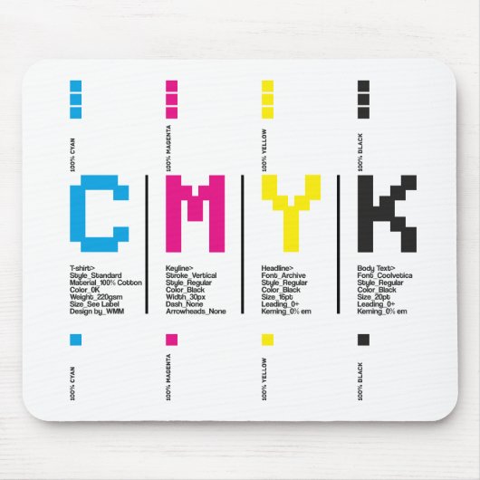 Grafisch Ontwerper CMYK Inkt Print Muismat (Voorkant)