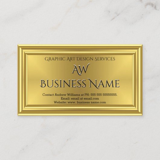 Grafisch ontwerper Gold Monogram Deco Visitekaartje (Voorkant)
