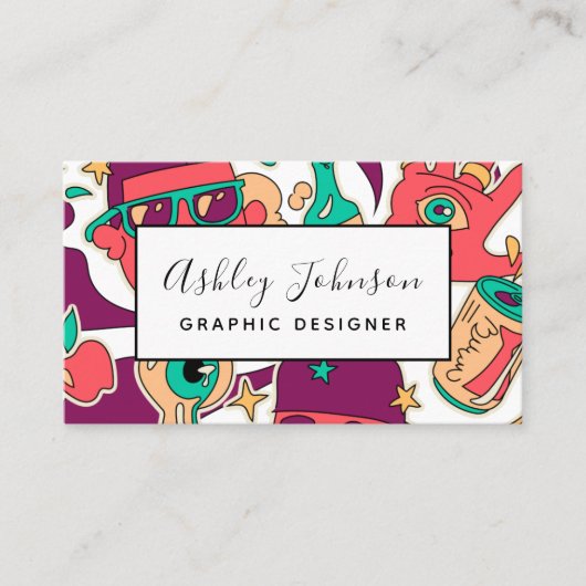 Grafisch ontwerper Illustrator Pop Art Social Medi Visitekaartje (Voorkant)
