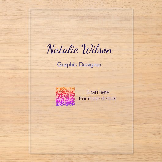 grafisch ontwerper naam scan QR-code details profe Acryl Uitnodigingen (Voorkant)