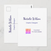 grafisch ontwerper naam scan QR-code details profe Briefkaart (Voorkant / Achterkant)