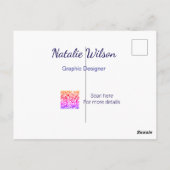 grafisch ontwerper naam scan QR-code details profe Briefkaart (Achterkant)