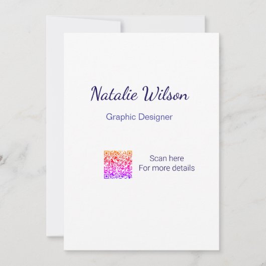 grafisch ontwerper naam scan QR-code details profe Kaart (Voorkant)