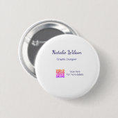 grafisch ontwerper naam scan QR-code details profe Ronde Button 5,7 Cm (Voorkant /achterkant)