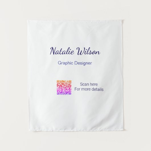 Grafisch ontwerper naam scan QR-code details profe Wandkleed (Voorkant)