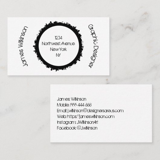 Grafisch ontwerper of artistiek visitekaartje (Voorkant / Achterkant)