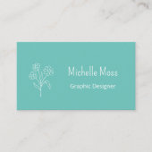 Grafisch Ontwerper QR code Trendy Daisy Blauwgroen Visitekaartje (Voorkant)