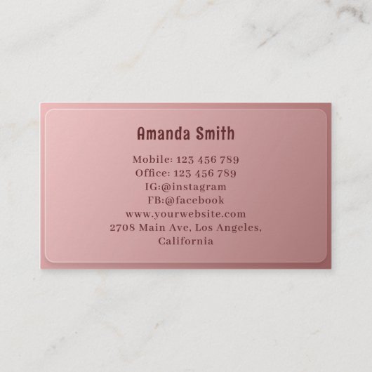 grafisch ontwerper | Web Designer Roze Glas Visitekaartje (Achterkant)