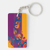 Grafisch ontwerppatroon - violet oranje + jouw tek sleutelhanger (achterkant)