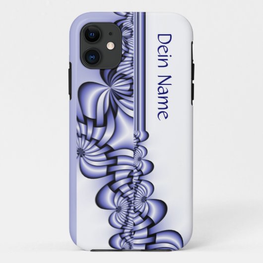 Grafisch Ontwerppatroon - wit blauw + jouw tekst Case-Mate iPhone Case (Achterkant)
