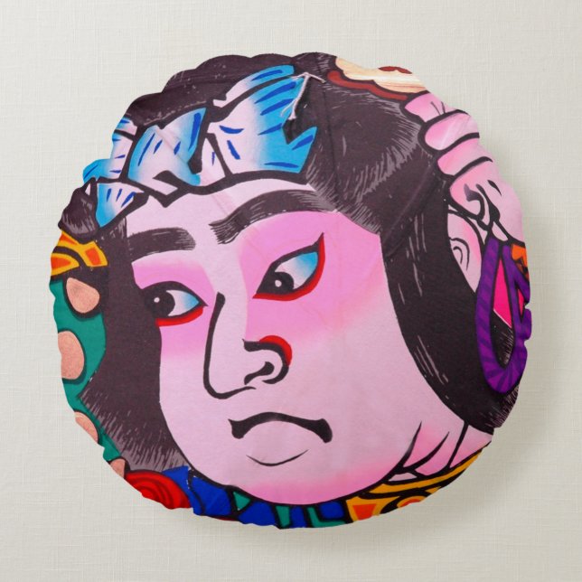 Grafisch op de Japanse Traditionele Kiteart,kite,s Rond Kussen (Voorkant)