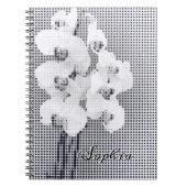  grafisch orchidee poladots patroon notitieboek (Voorkant)